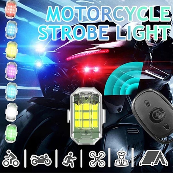 Trådløs LED-blitzlys med høj lysstyrke, 7 farver, seje modifikationslys til natkørsel, vibrationssensor vibration sensor single lamp
