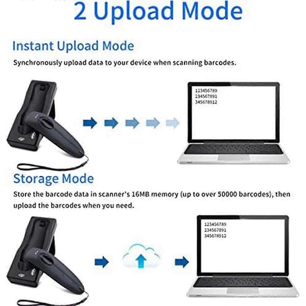 Wireless Bluetooth Barcode Scanner Handheld USB Barcode Reader with Charging Base with Vibration AlarmCJY Black