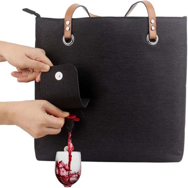 Shared Wine Tote With Drink Dispenser, Tote Shoulder Bag For Beach, Travel, Picnic, Camping