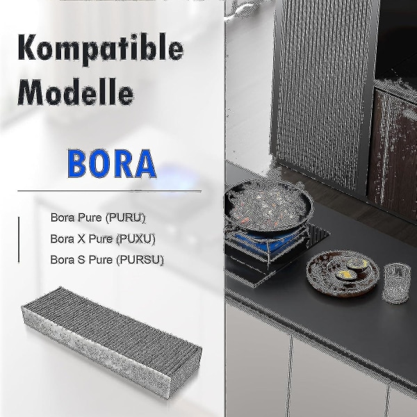 Pakke med 2 aktivt karbonfiltre for Bora Pure/x Pure/s Pure avtrekkshette, Puakf filtertilbehør erstatningsfilter