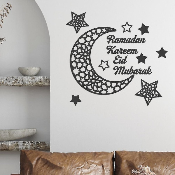 Ramadan Kareem-klistremerker Dekorasjoner Vegg Eid Mubarak Dekorskilt Soverom Frontrom Halvmånekrystall