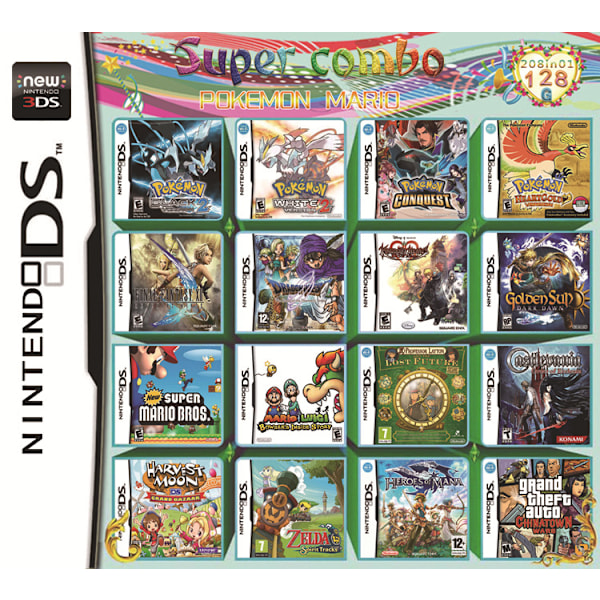 3DS NDS Game Card Combined Card 520 In 1 NDS Combined Card NDS Cassette 208/482 IN