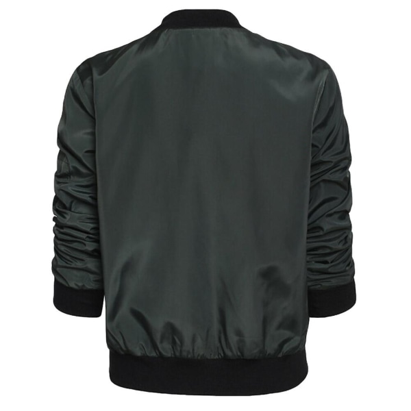 Yynuda Classic Solid Biker Zip Up Crop Bomber Jacket Coat for kvinner Green M