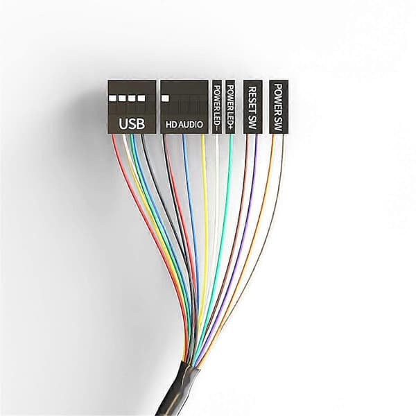 Desktop Computer Switch-knap med dobbelte USB-porte og lyd PC Ekstern Startknap 165 cm kabel Black