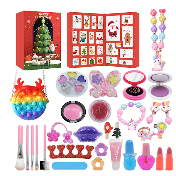 Julkalender Presentask för Flickor Barn DIY Smycken Hårclips Leksak 24 Dagar Nedräkning Julkalender Nyår Julgåva 2024 style 1