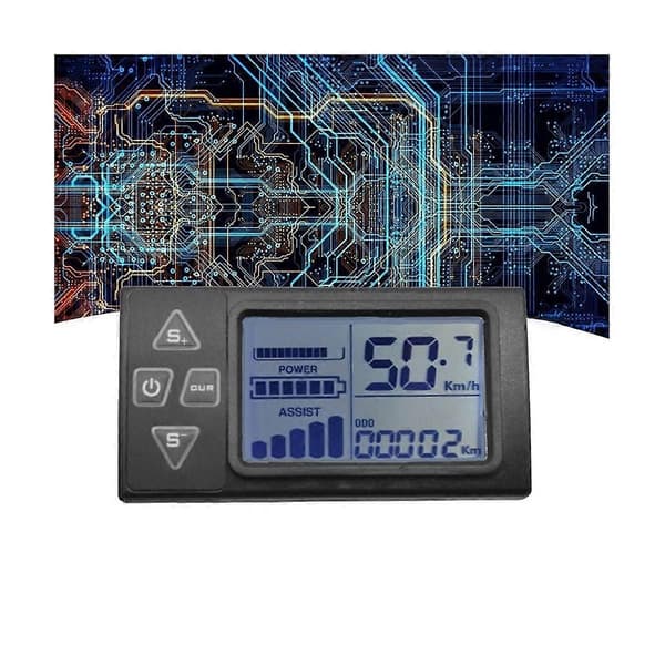 24V 36V 48V 60V S861 LCD Ebike Display Dashboard Måler for Elektrisk Sykkel BLDC Kontroller Kontrollpanel (SM Plugg) Black