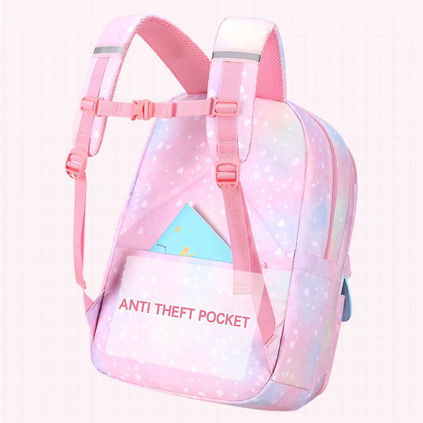Skolevesker for jenter Multi-ytre poser Vanntett bagasjeveske med stor kapasitet Gradient Pink Small