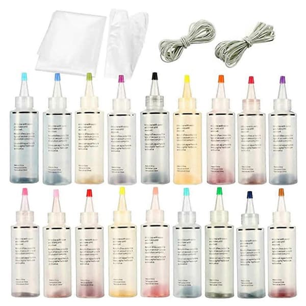 18 stk. Tie Dye-sett Stoff Tekstil Permanent Maling Farger Pigment for Klær Multicolour
