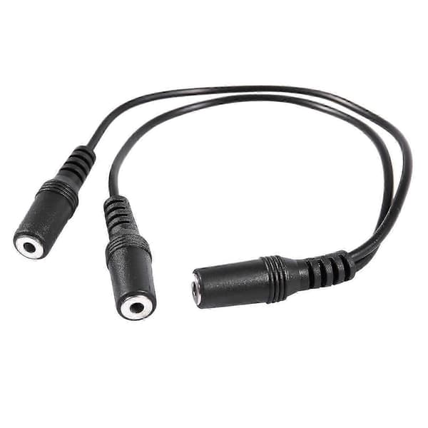 Sort 28 cm Stereo lydkabel hun til dobbelt 3,5 mm Jack Y-splitter