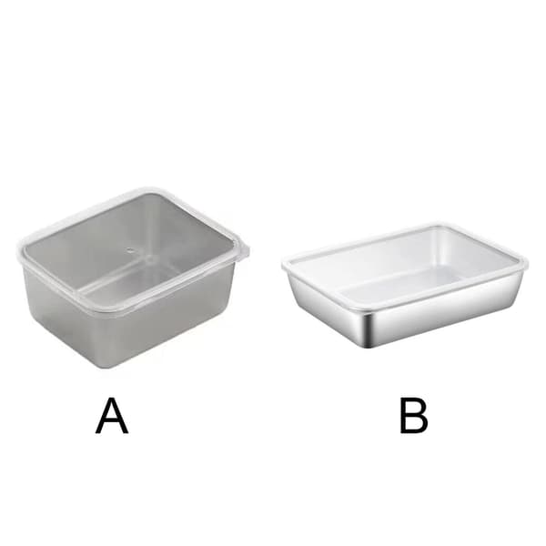 Fyrkantig tallrik i rostfritt stål med lock, multifunktionell matlåda A