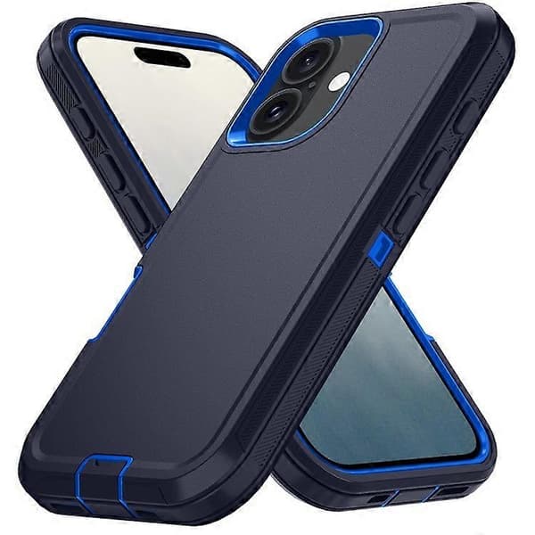 Kompatibel med iPhone 16 Plus-deksel avtakbart PC+TPU fallsikkert bakdeksel DarkBlue