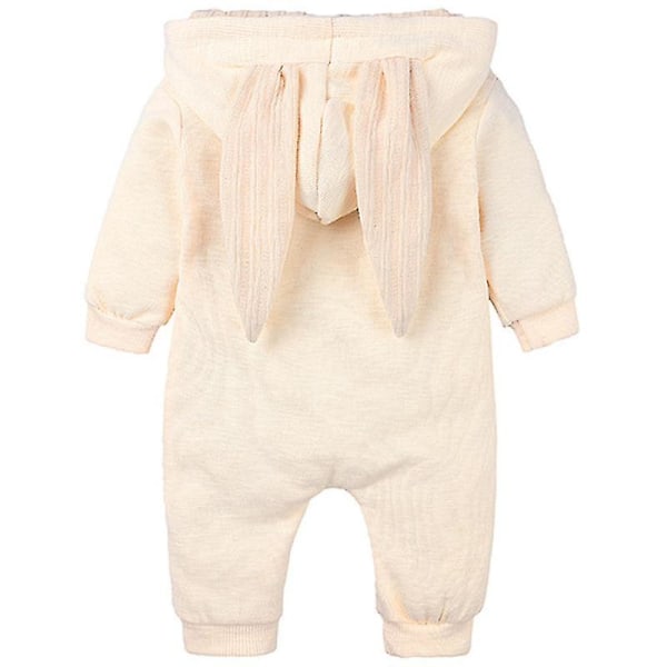 Baby Romper Kanin Bunny Ear Hætte Jumpsuit Lynlås One Piece Pyjamas Yellow 12 18 Months