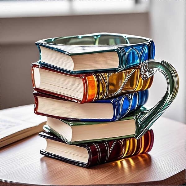 Målad Bokmugg, 2025 Nyhet 3D Målade Böcker Kaffemugg, Samlingspresenter för Litteraturälskare 0619