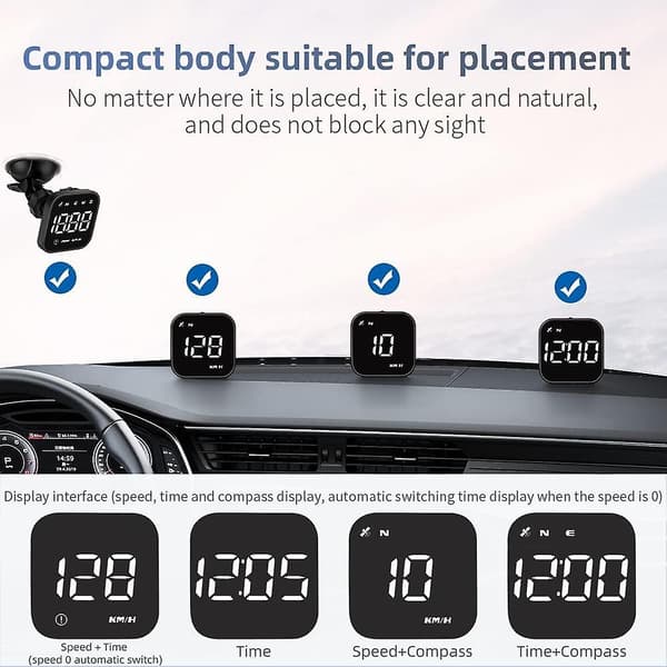 Digital GPS Speedometer, VEESA Bil Universal HUD Head Up Display, GPS Smart Gauge Speedometer