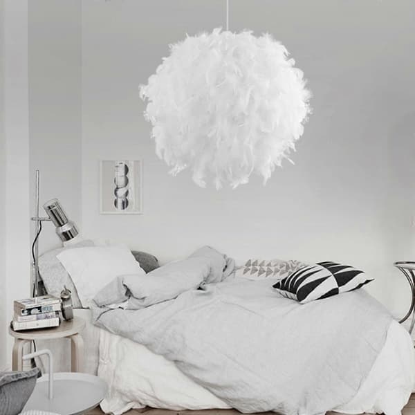 Nyhet Fjær Pendel Taklampe Lysekrone E27 Justerbart Tau 50cm