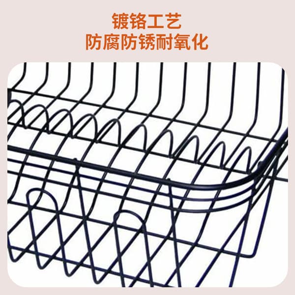Dish Rack - Rust-proof Drying Rack - Cutlery Basket - Black Plastic Coated Steel