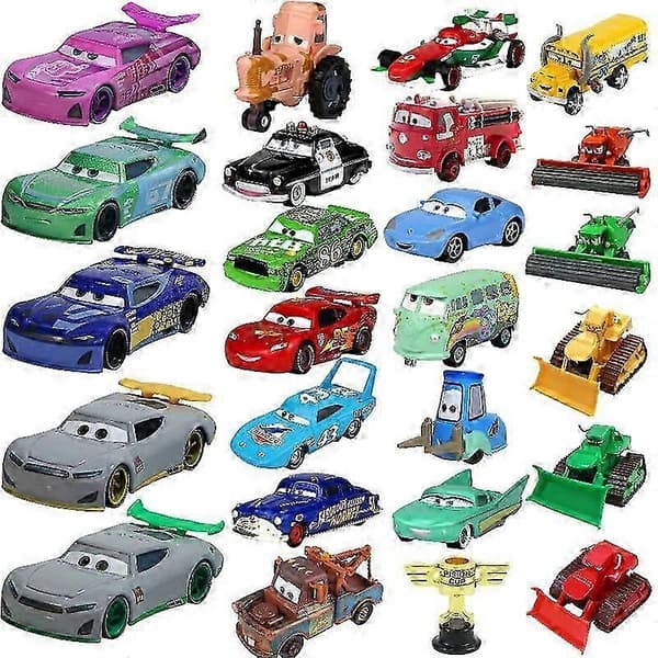 Trykstøbt legetøjsbilsæt - Traktor, Sheriff, Racer- og Klassiske Modeller Samling 15 Car