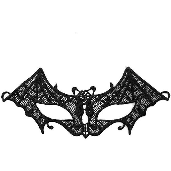 Svart Halloween-mask, Halloween-ögonmask Maskeradmasker för kvinnor Maskeradmask Bat Tip 1 st