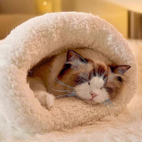 Koselig Vinter Katte Sovepose, Vaskbar og Lukket Blue gray L code