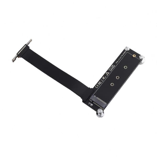 M.2 NVMe SSD förlängningskabel med 90° vinkeladapter för stationär PC, PCI-E 4.0 X1 till M Key NGFF Riser Card Support Black