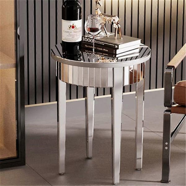 Luxury Silver Glass Mirrored Side Table Coffee Table Accent Table Living Room DecoCJY