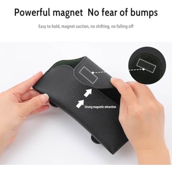 18x9cm Bil Solskydd Glasögonhållare Bil Glasögonfodral PU Läder Magnetisk Bil Glasögonhållare Universal Bil Interiörtillbehör