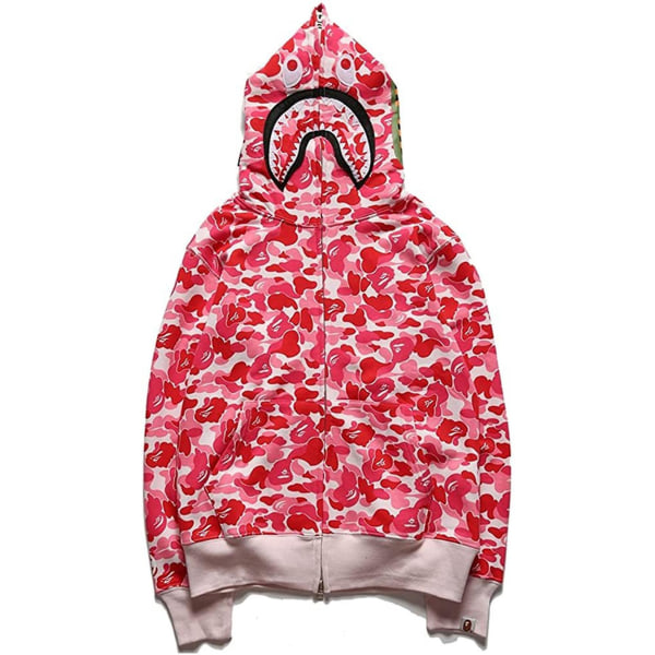 Shark Ape Bape Hoodie Camo Print Polyester Tröja Casual Lös Zip Hoodie Jacka För Män Kvinnor Raoliang