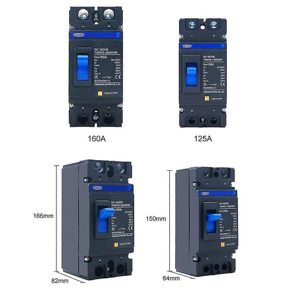 2p DC 1000V Solar Støpt Kapsling Effektbryter MCCB Overbelastningsbeskyttelse for Solcelleanlegg PV, 160aCJY