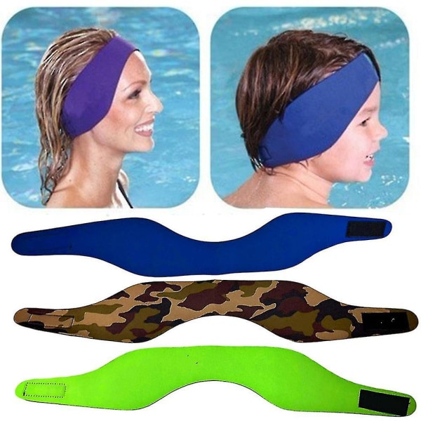 Justerbar, vandtæt svømning, dykkerørebånd, hovedbøjle øreprop til børn Hold ørebeskyttelse til vandsport Badetilbehør Ns2 Blue Large(59cm)