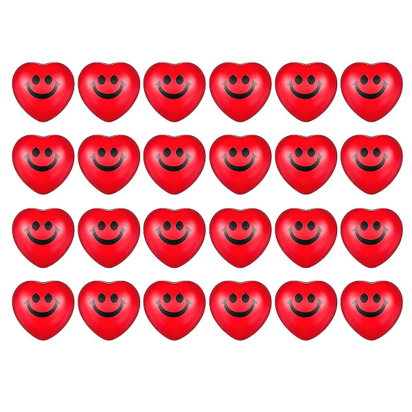 24 st Daghjärtstressbollar,röda leendeansiktepressbollar,hjärtformade skumbollar och vuxna