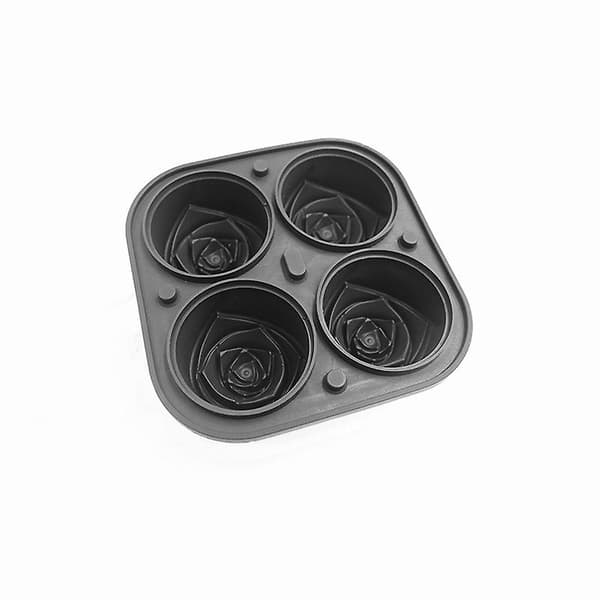 3D roseformet isbitformprodusent, enkel utløsning av silikon og fleksibelt brett, gjenbrukbart, svart