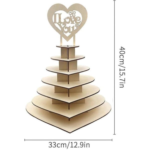 7-kerroksinen puinen suklaateline Sydämen muotoinen Romanttinen Herkät Karamellit Ruokanäytön sisustus hääjuhlatarvikkeisiinb