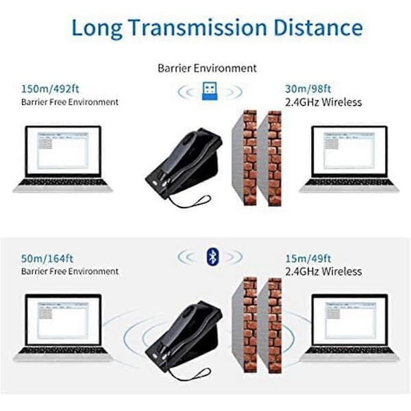 Wireless Bluetooth Barcode Scanner Handheld USB Barcode Reader with Charging Base with Vibration AlarmCJY Black