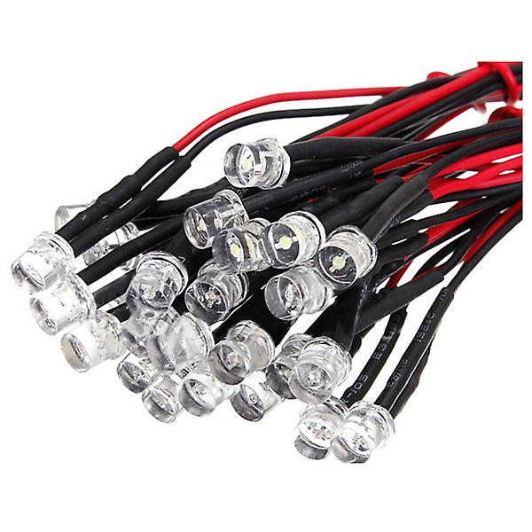 20cm 12v kabeldragen för ljusemitterande diod kabeldragning Led Lot Storlek: 5mm Flat Top Färg:röd Antal:10st
