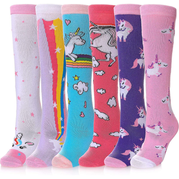 3-12-vuotiaat tytöt polvikorkeat sukat lapset söpöt hullut hauskat eläinkuvioiset pitkät saappaat Pink Unicorn 01