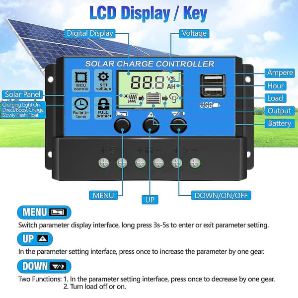 Solarladdningsregulator 10a/20a/30a Solpanel Batteri Intelligent RegulatorCJY 10A