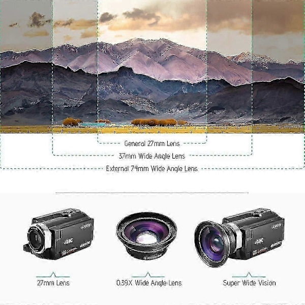 30mm 37mm 0.39X Full HD Vidvinkel Makroobjektiv til Ordro Digitalt Videokamera Camcorder