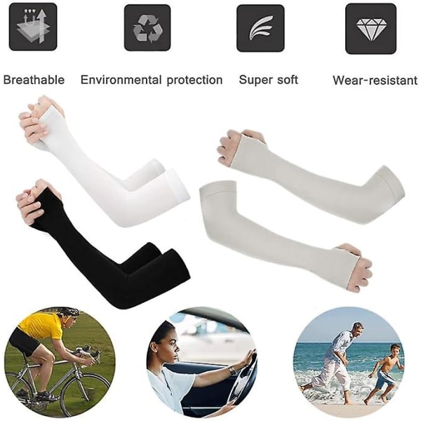3 par armærmer, UV-beskyttelse kølige armærmer med tommelfingerhul, armvarmere til løb cykling vandring klatring golf udendørsaktiviteter