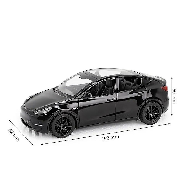 1/32 Tesla Model Y SUV Leketoymodell i Die-Cast Metall Miniatyr Lyd & Lys Trekk Tilbake 1:32 Samling Gave Til Gutter Barn Black