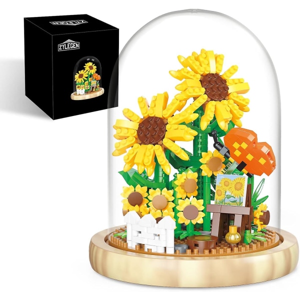 Sunflower Bouquets Building Toy With Dust Cover,creative Project For Home/office Desk Dcor,idea Housewarming Creative(558pcs)