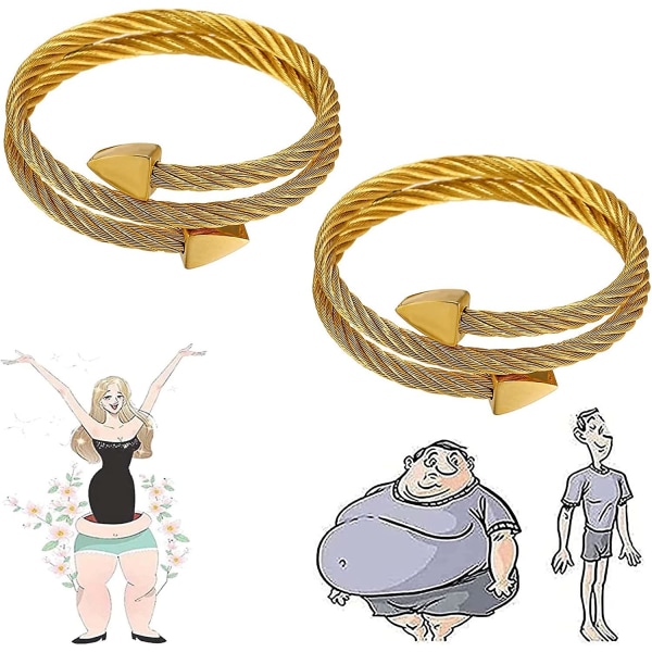 2 kpl Crainoc Titanium Bangle, lymfaattiset vedenpoistomagneettiset rannekorut, magneettikenttäterapian rannekoru miehille, naisille Gold