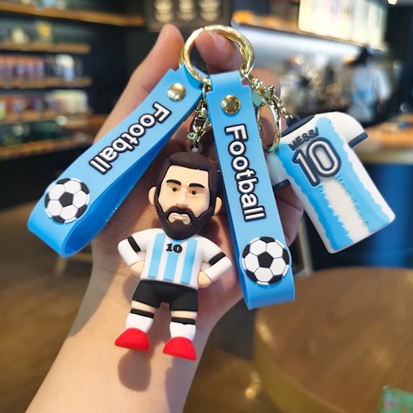 Messi Fotball Nøkkelring Veske Anheng Serie Dukke Stjerne Sport Nøkkelring Actionfigur Suvenir Leke Gave 3