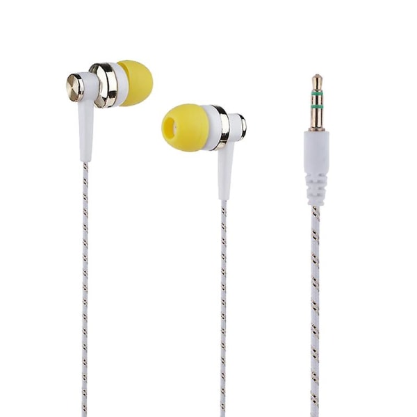 Stilful flettet ledning stereo musik hovedtelefoner til in-ear headset uden mikrofon hovedtelefoner White