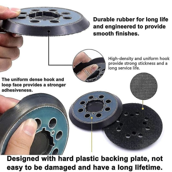 2 Pakker Til Dewalt Dwe64233 & N329079 Orbital Sander Udskiftningspude, 5 Tommer 8 Huller Krog Og Sløjfe Slibeskive Støttepuder, Kompatibel Med Dwe6421-b