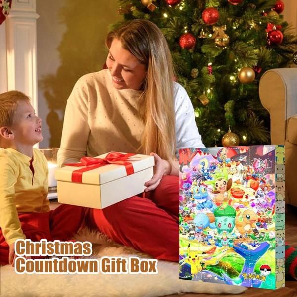 Pokemon2024 juleadventskalender for barn, (oppgradert versjon) 24 gavestykker – tilfeldig stil (blindboks), adventskalender for barn