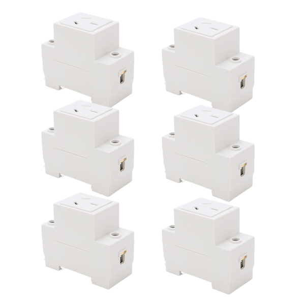 6 st Modular Socket Guide Rail Power Socket 3 Hole 250V Industrial Power Socket for Electrical Appliance AC30‑103 10A