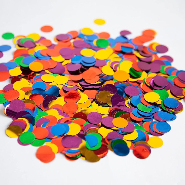 Regnbågsfoliekonfetti, färgglada runda prickar glitterbordskonfetti, gnistrande för festdekorationer (1,76 oz)