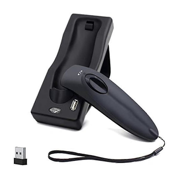 Wireless Bluetooth Barcode Scanner Handheld USB Barcode Reader with Charging Base with Vibration AlarmCJY Black