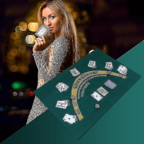 Layout för bordscasinofilt - Dubbelsidig pokerspelmatta för Texas Hold'em och Blackjack Professional Grade Roulette Cc