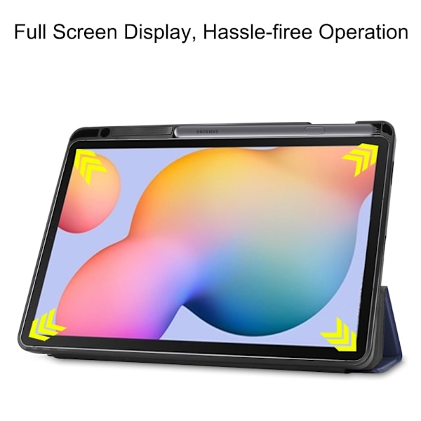 Samsung Galaxy Tab S6 Lite - Tri-Fold Fodral med Pennhållare - Mörkblå 210